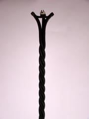 1960s French Burnished Black Wrought Iron Floor Lamp