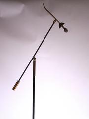 1950s French Golden and Burnished Black Wrought Iron Rocker Arm Floor Lamp