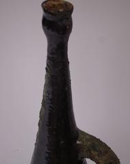 1960s French Anthropomorphic Green Glaze Ceramic Bottle