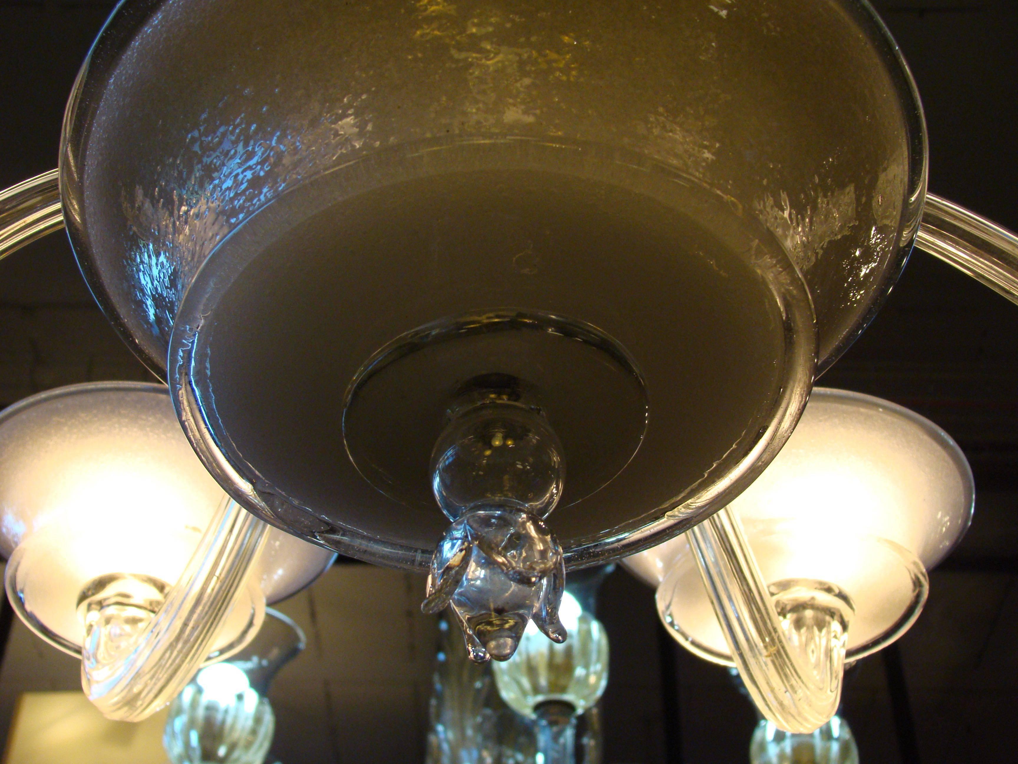 1950s Italian Pulegoso Murano Art Glass Chandelier by Seguso for Veronese In Good Condition For Sale In Saint-Ouen, FR
