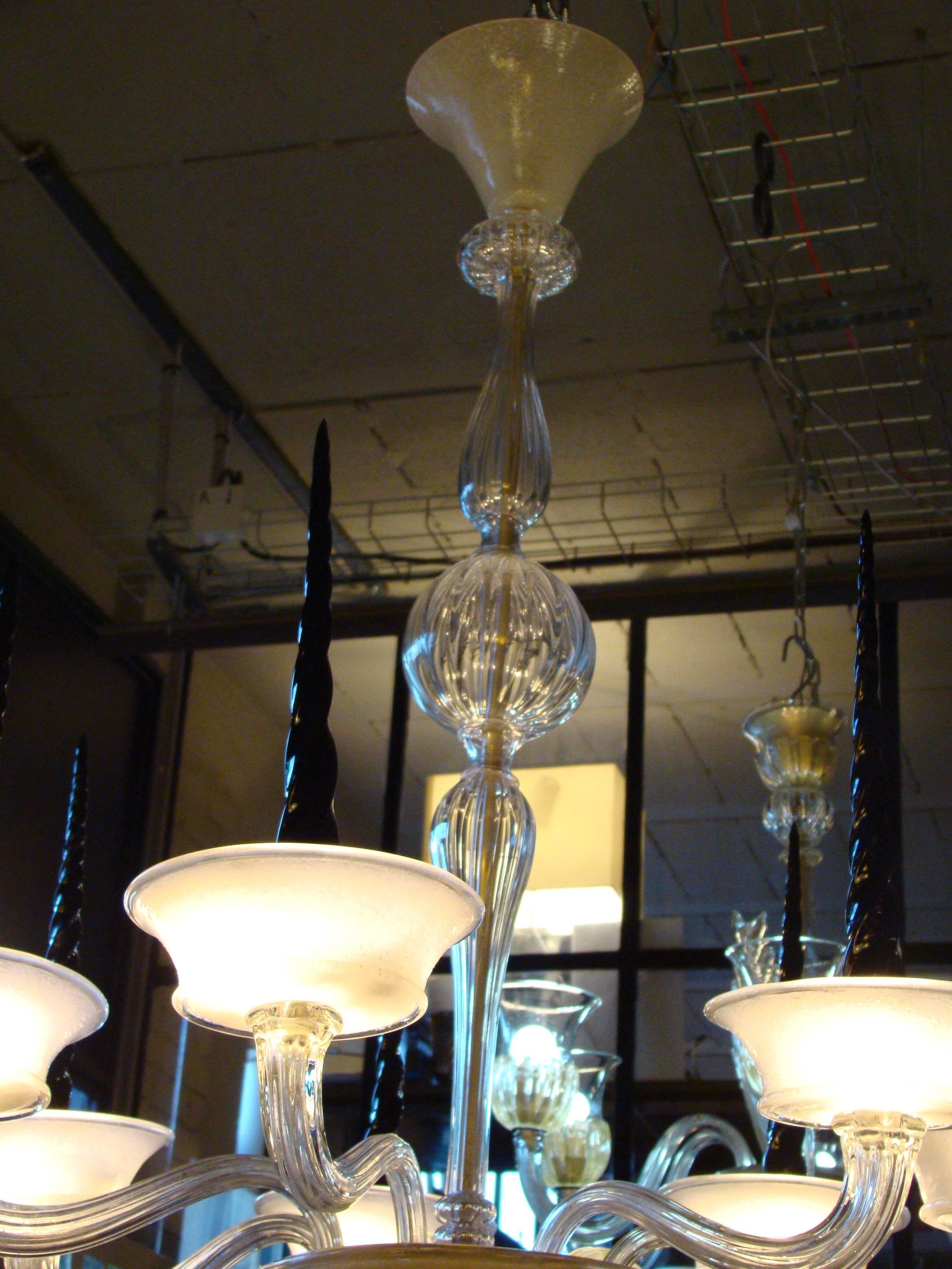 Mid-20th Century 1950s Italian Pulegoso Murano Art Glass Chandelier by Seguso for Veronese For Sale