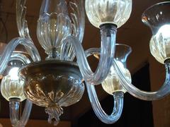 1950s Italian Light Murano Art Glass Chandelier by Seguso for Veronese