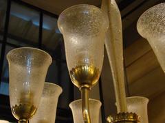 1950s Italian Murano Corroso Art Glass Chandelier by Seguso for Veronese
