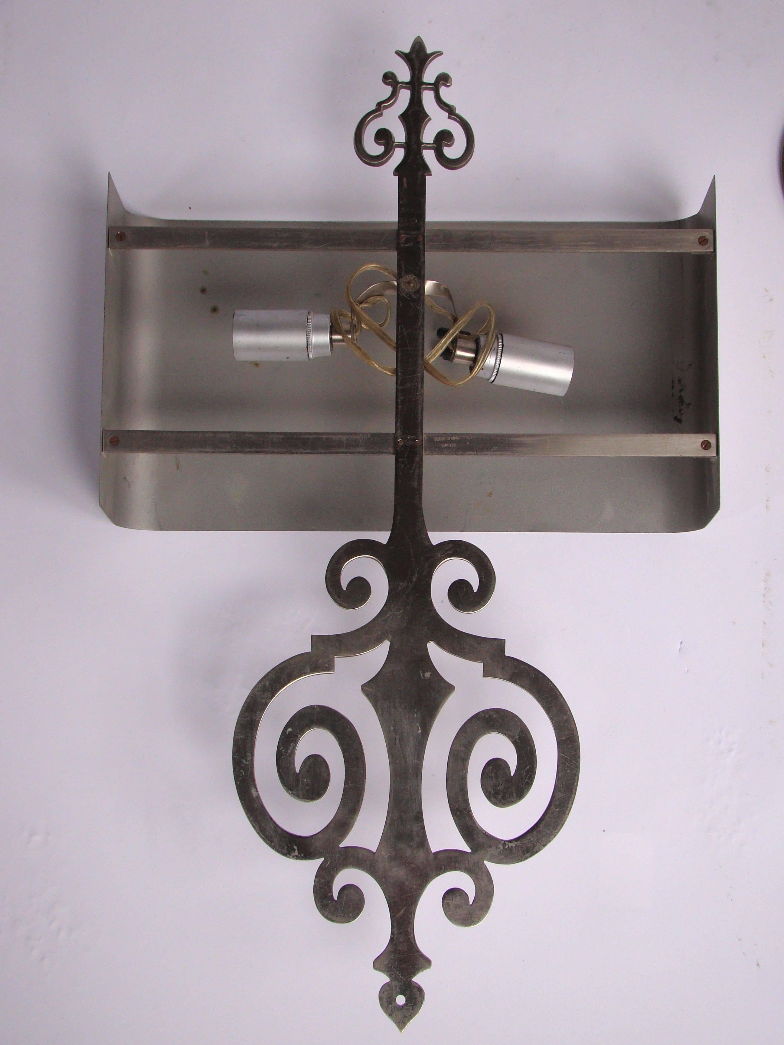 1970s Stainless Steel Pair of Sconces by Maison Charles For Sale 2