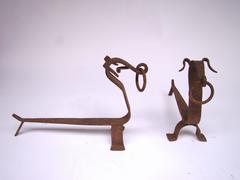 1950s, French Wrought Iron Pair of Andirons