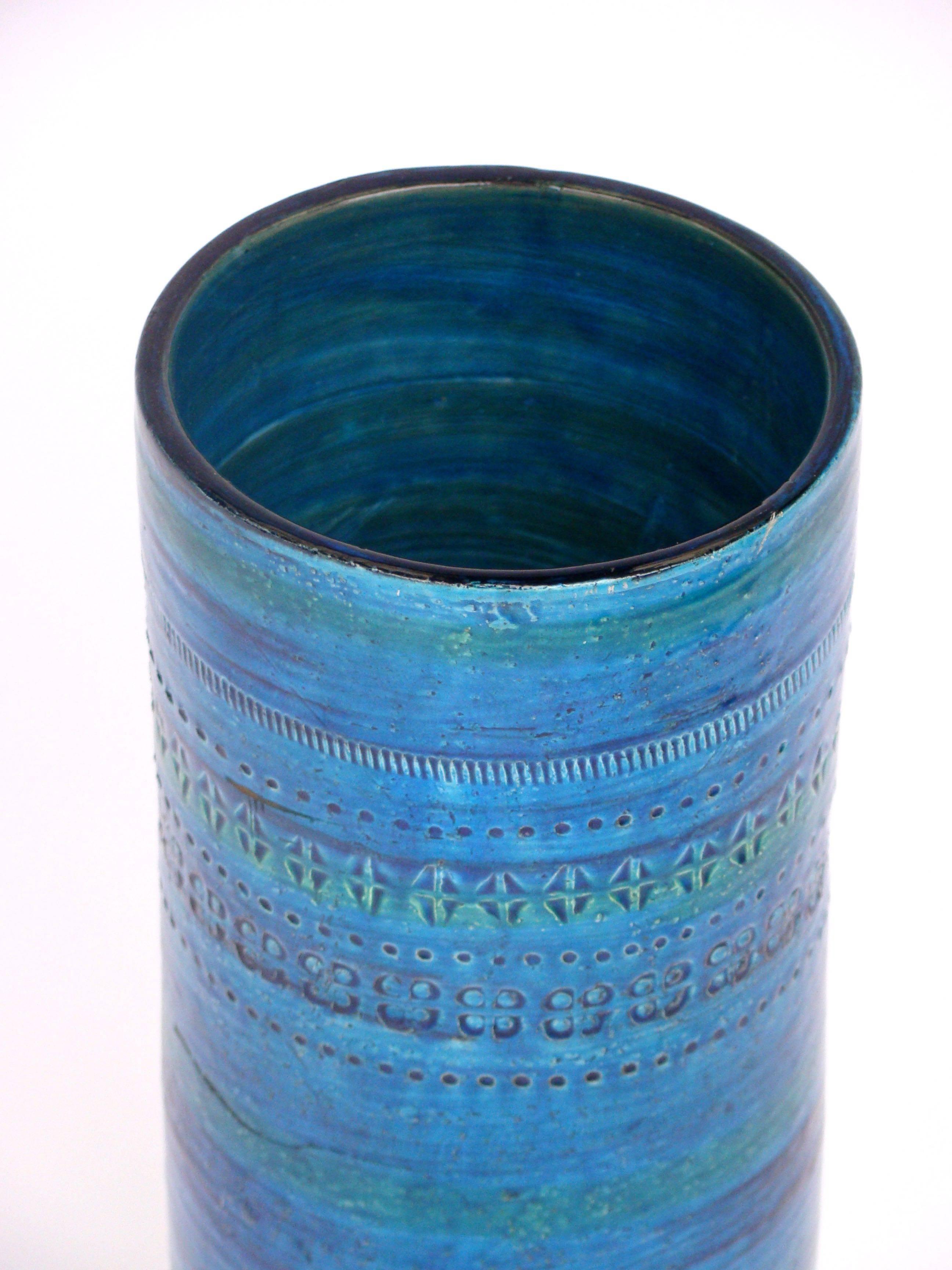 1950s Italian Turquoise Color Vase by Bitossi In Good Condition For Sale In Saint-Ouen, FR