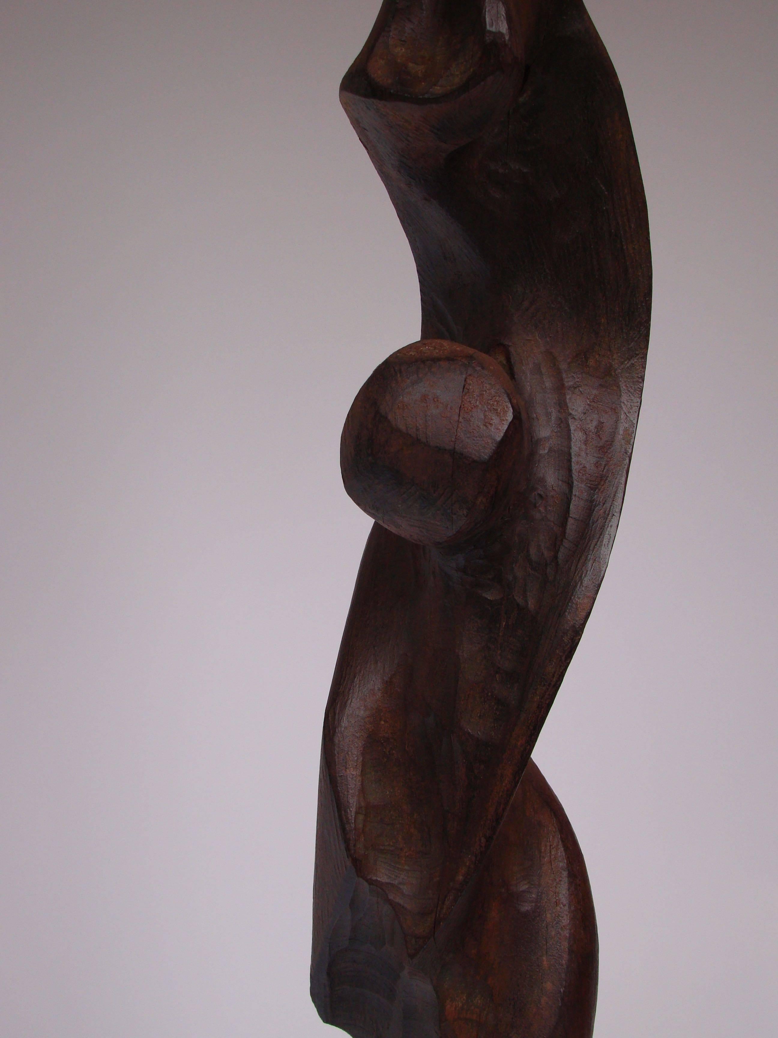 Anthropomorphic TOTEM by Luis Martinez Richier, born in 1928 in Dominican Republic and active from 1952 in France.
Oak tree sculpture signed "MARTINEZ" with a Macassar, circa 1960.
 