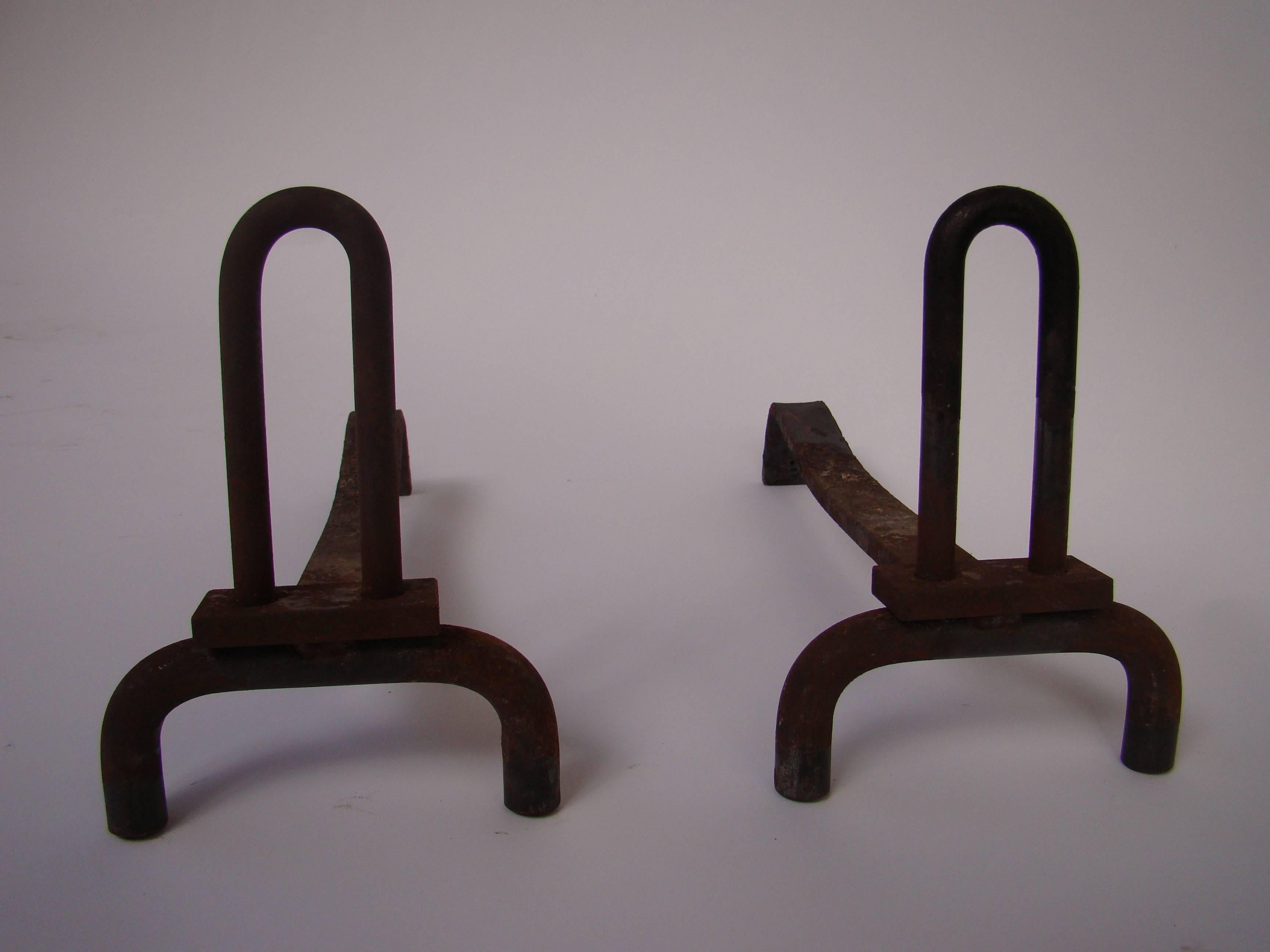 Beaux Arts 1950s Pair of Small Andirons