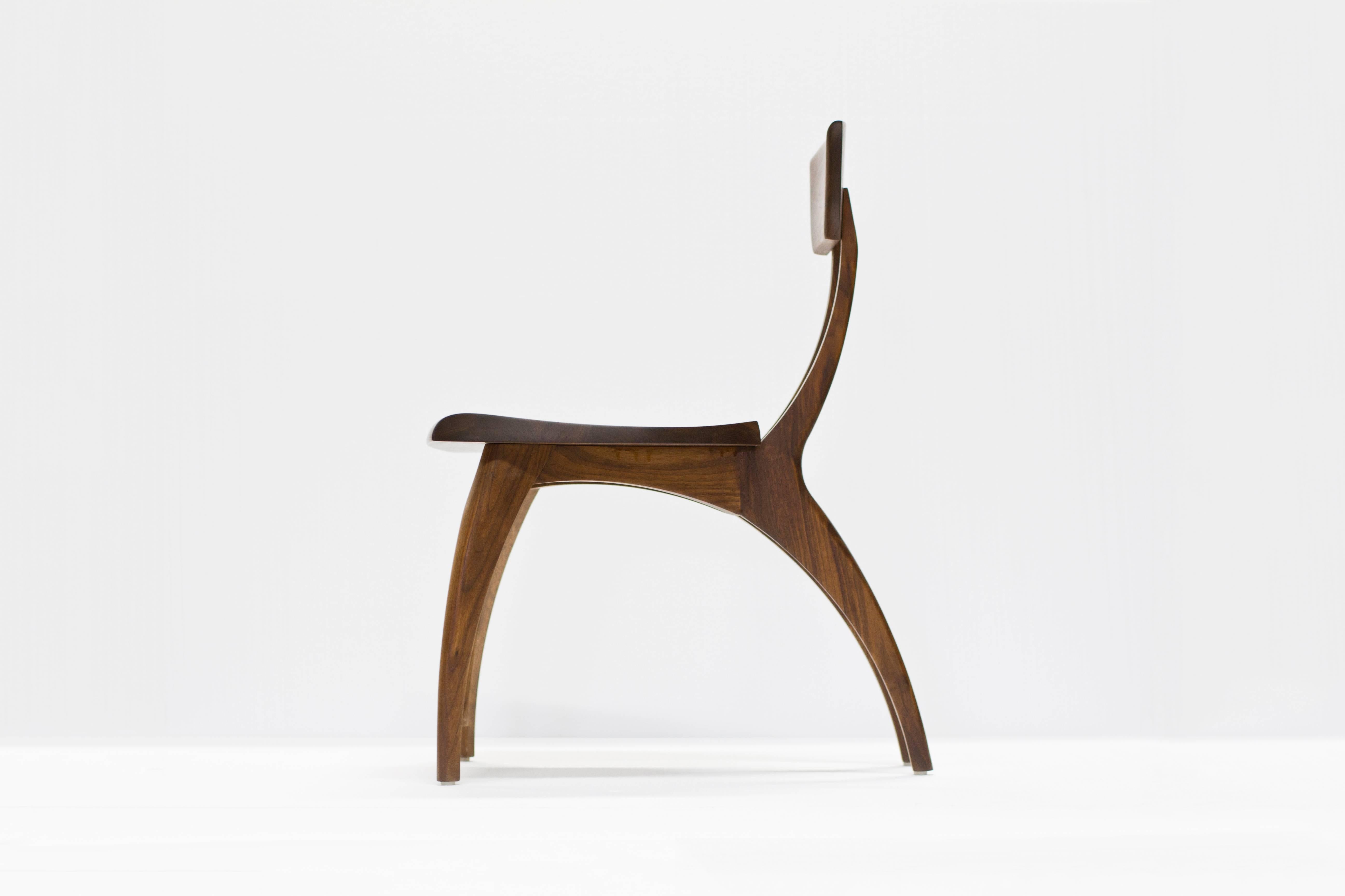 Contemporary Flicka Dining and Occasional Chair in Oiled Walnut by Brooke M. Davis for Wooda For Sale