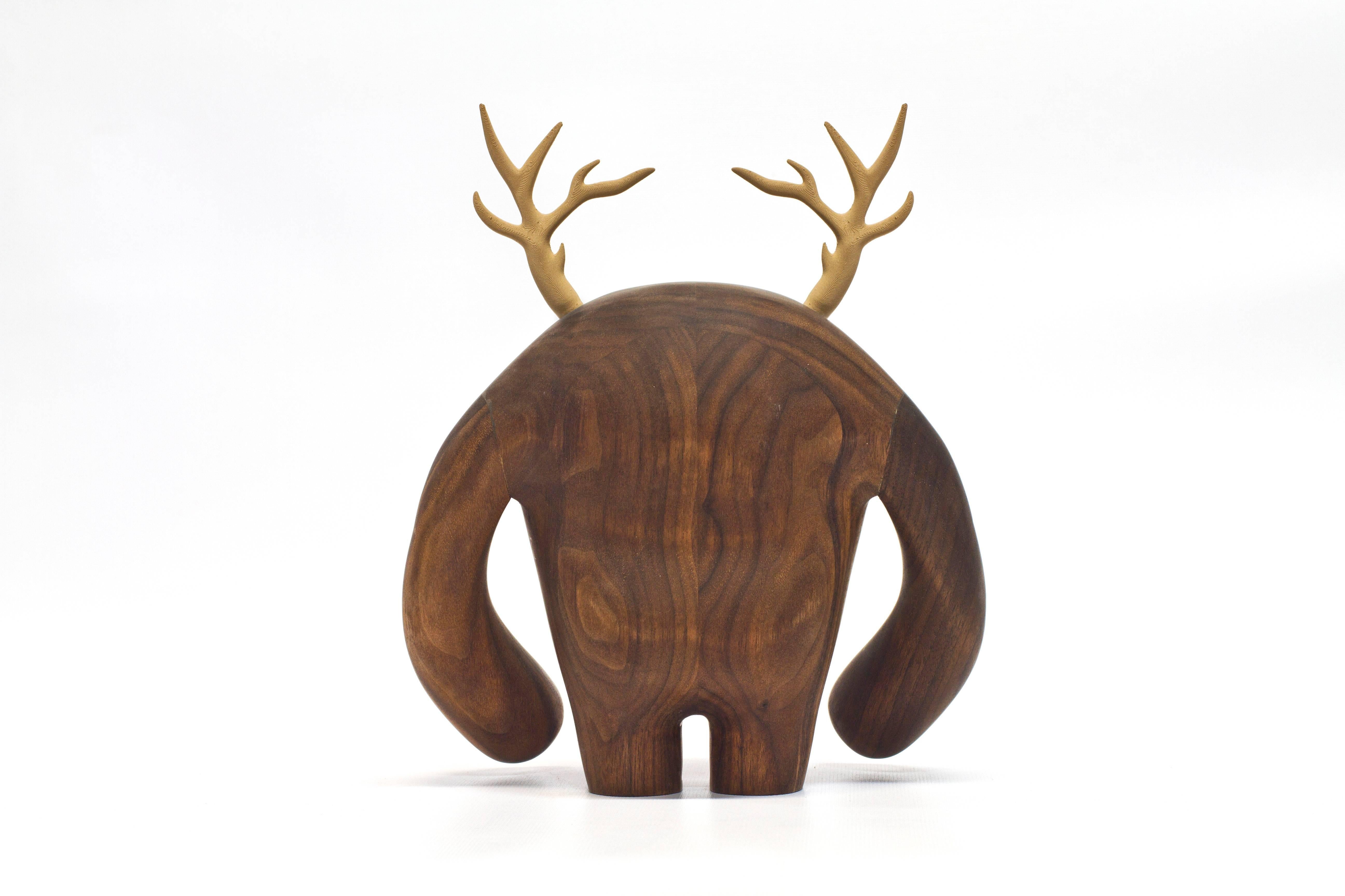 Modern Hermanos Calavera Diablo in Oiled Walnut by Miguel and Ilse Silva for Wooda For Sale