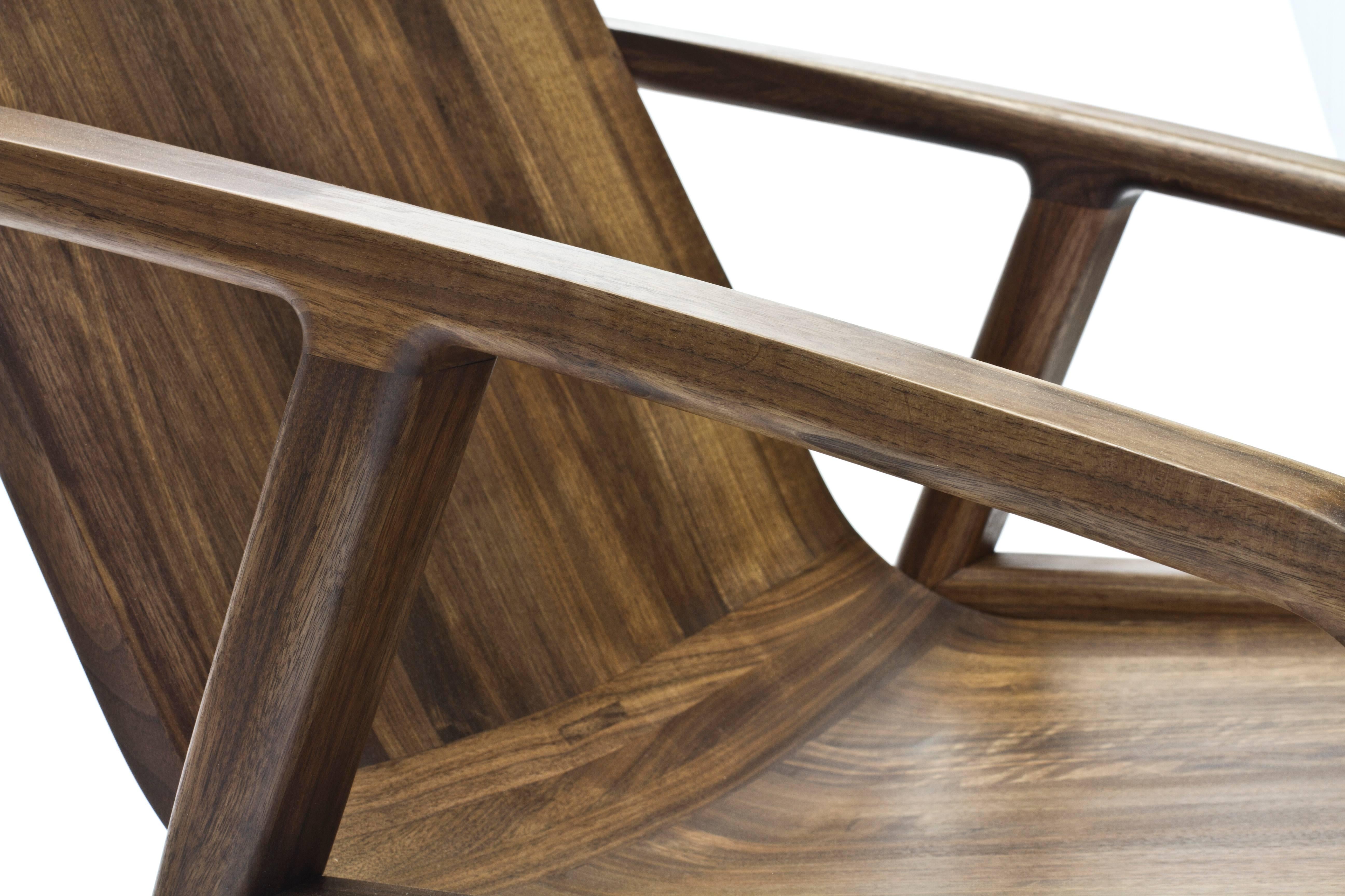 Mid-Century Modern Pilot Lounge Chair in Oiled Walnut by Scott Mason for Wooda For Sale