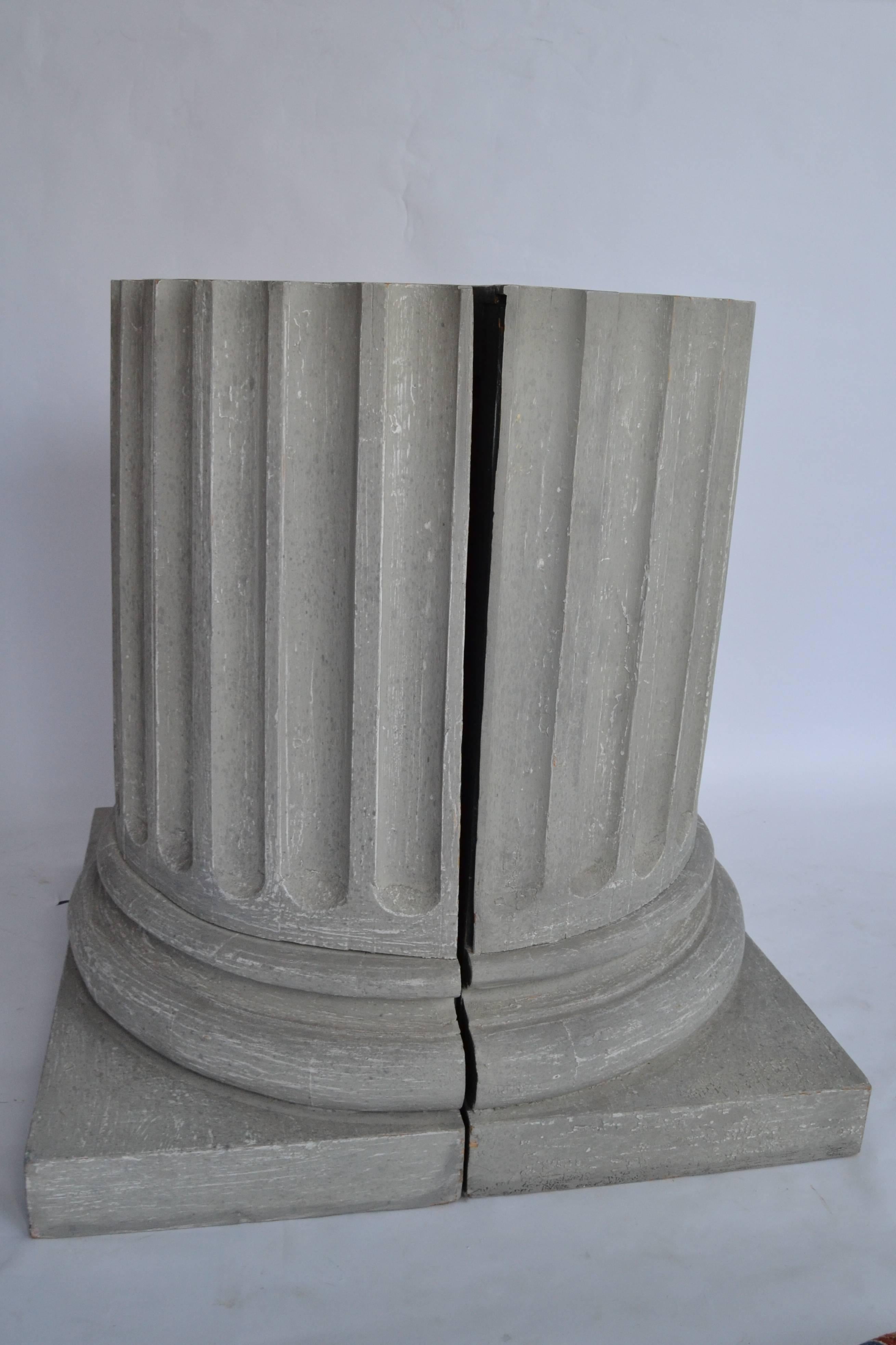 Wood Pair of Doric Form Pedestal Cabinets For Sale
