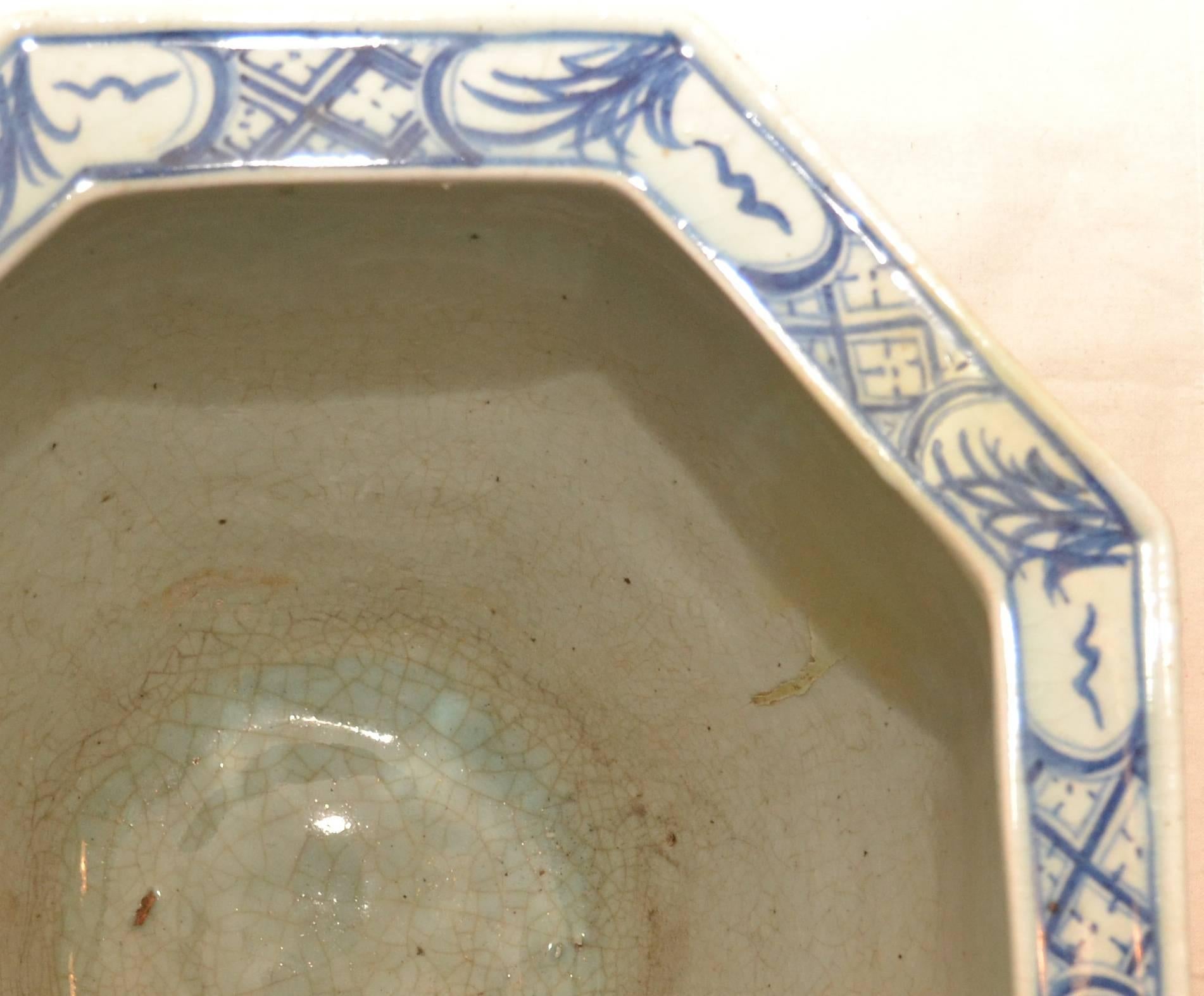 Porcelain Pair of Blue and White Chinese Fish Bowls For Sale
