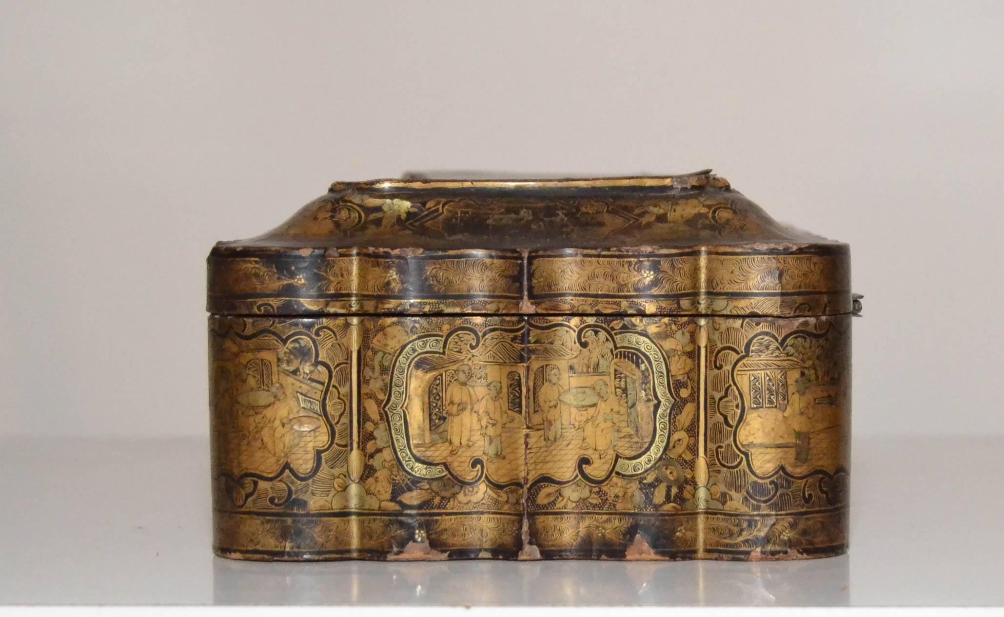 19th Century English Papier Mâché Card Game Box For Sale