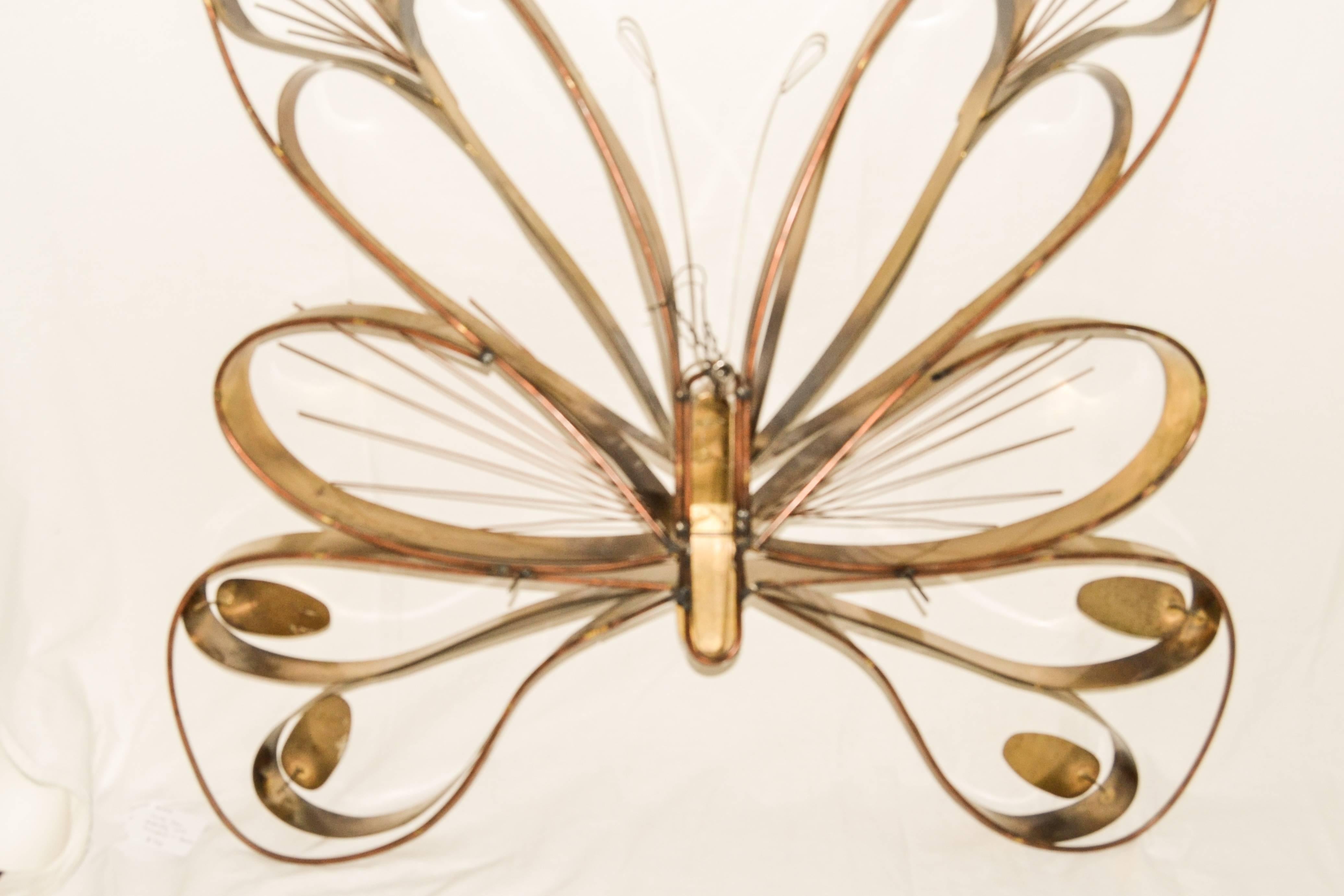 Mid-Century Modern Signed Curtis Jere Brass Butterfly Wall Sculpture For Sale
