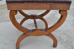 Leather Upholstered Directoire Style Fruitwood Tabouret