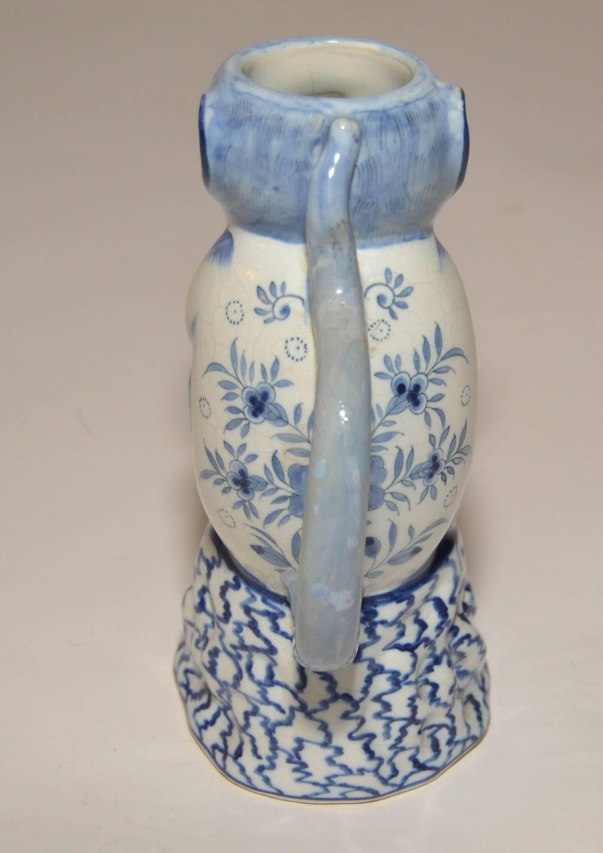Dutch 19th Century Delft Monkey Milk Pitcher For Sale