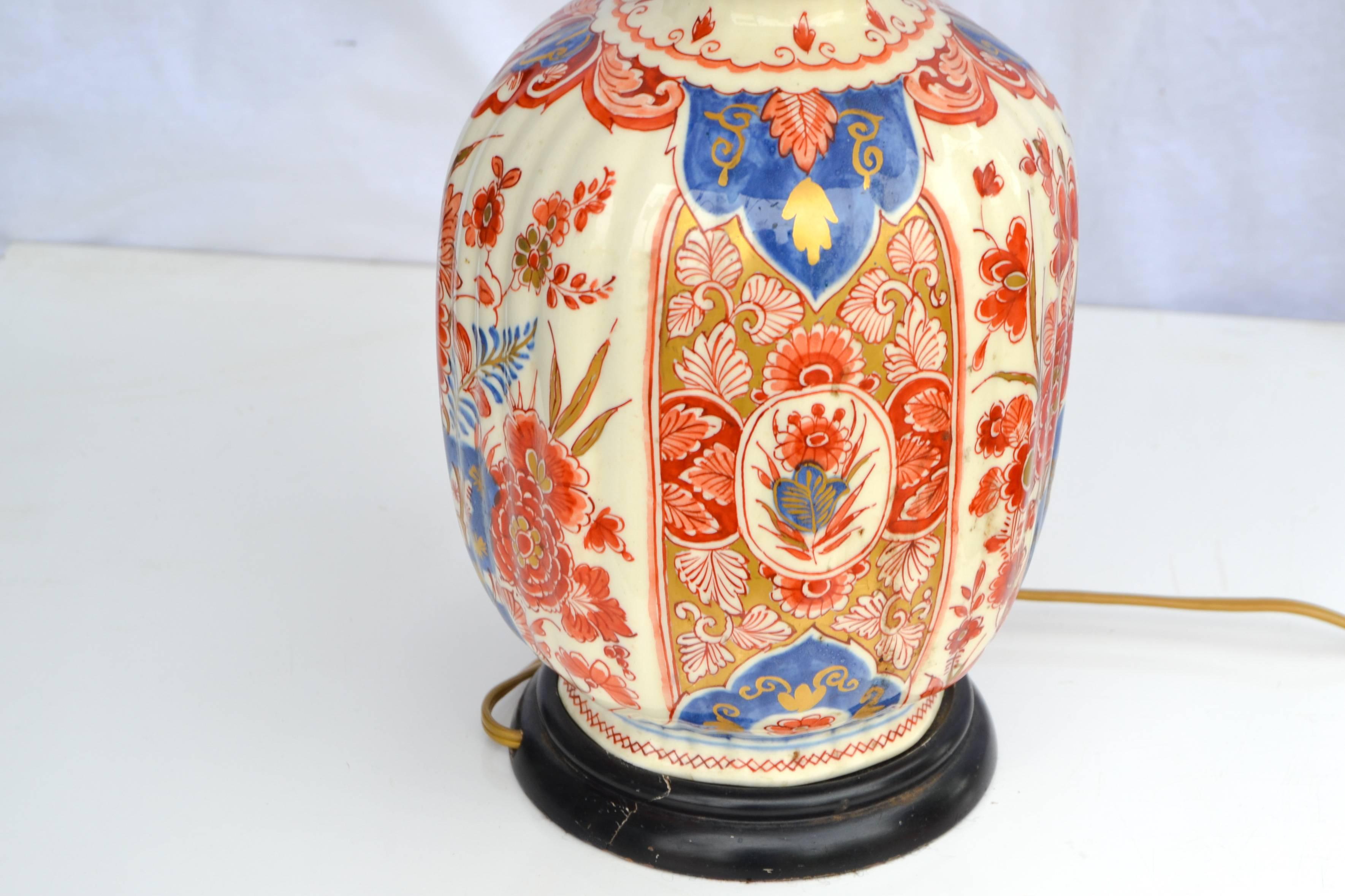 Edo Delft Imari Style Double Gourd Lamp For Sale