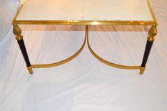 Jansen Style Mid-Century Brass and Goatskin Top Cocktail Table