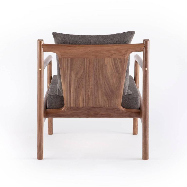 Stillwater Club Chair CustomMade in Walnut with Brass Inlay, Studio