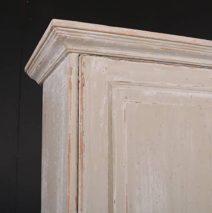 Narrow painted linen cupboard. Awaiting handles, 1800.

Dimensions:
31 inches (79 cms) Wide.
15 inches (38 cms) Deep.
75.5 inches (192 cms) High.

  