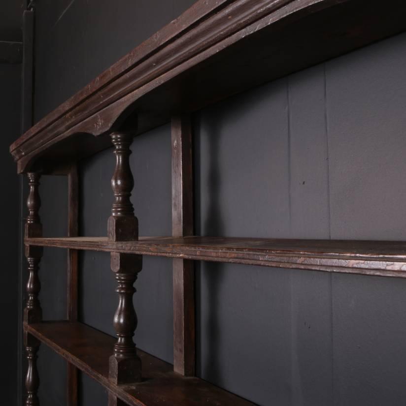 19th century original painted plate rack, 1830.

Dimensions
77 inches (196 cms) wide
8.5 inches (22 cms) deep
52 inches (132 cms) high.

      
