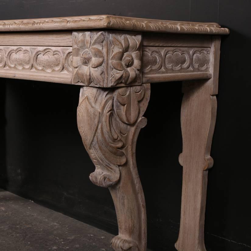 Exceptional 19th century Scottish bleached oak console table, 1870
 
The top is 20" (51cm) deep

   

Dimensions
54 inches (137 cm) wide
22 inches (56 cm) deep
31.5 inches (80 cm) high.