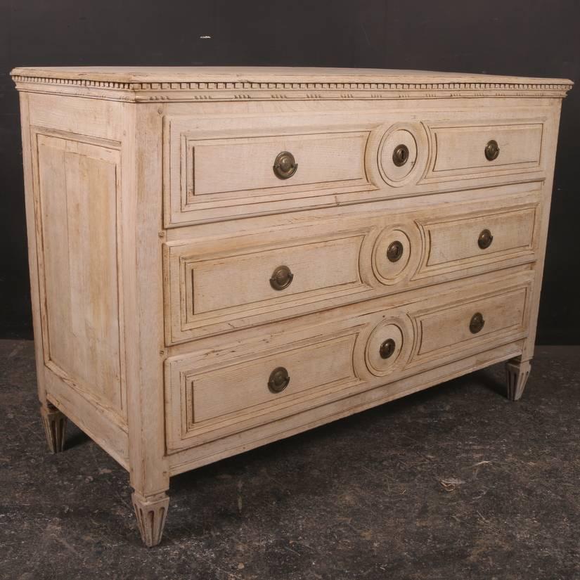 French 19th Century Neoclassical Bleached Oak Commode