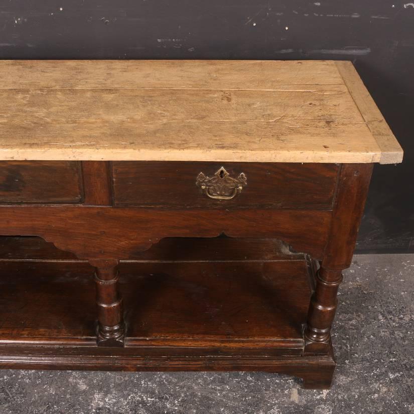 Polished 18th Century English Oak and Sycamore Dresser Base