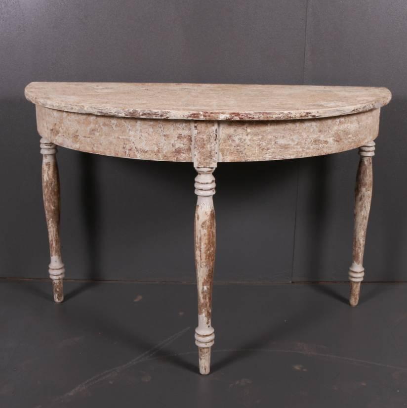 Swedish Pair of Demilune Console Tables
