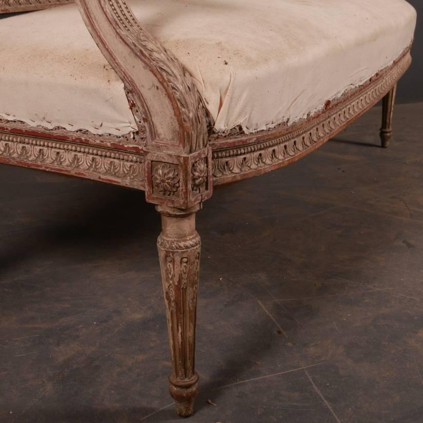 Pine 19th Century Original Painted French Sofa