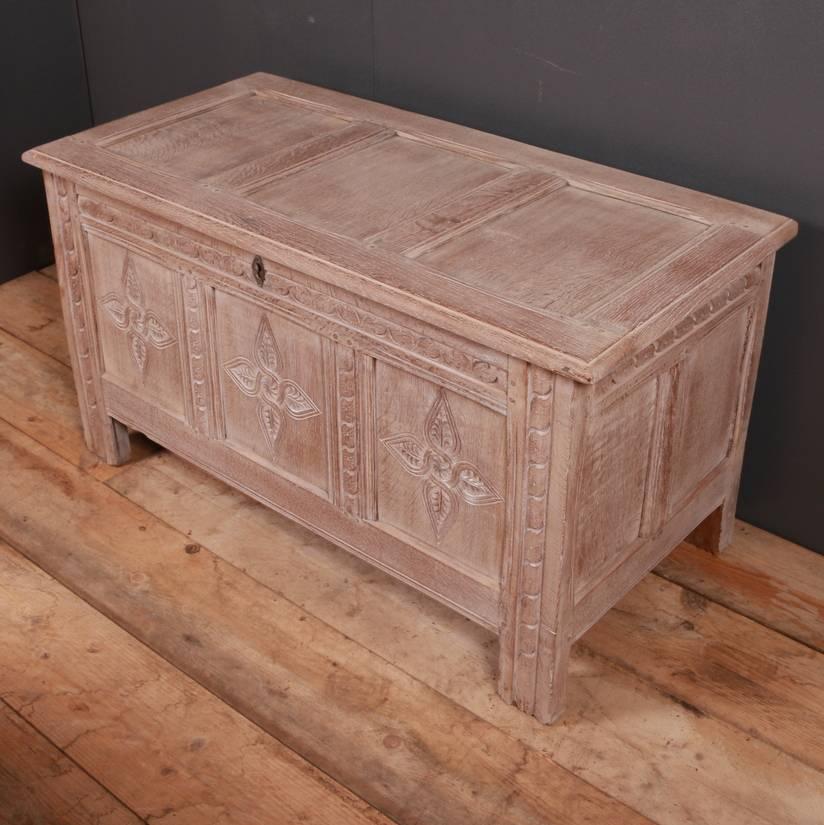 English Carved Oak Coffer In Excellent Condition In Leamington Spa, Warwickshire