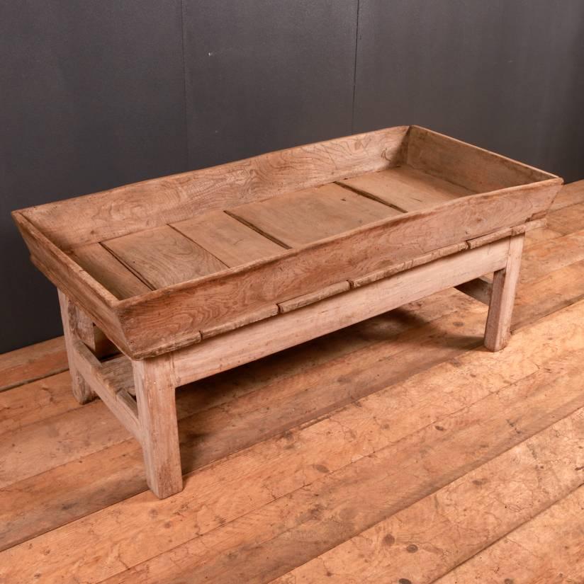 Funky 19th century bleached elm low table with a 5.5