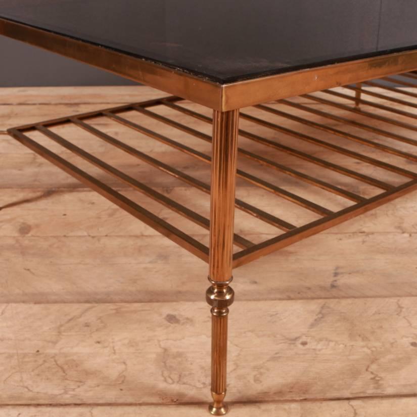French 1920s Brass and Glass Low Table