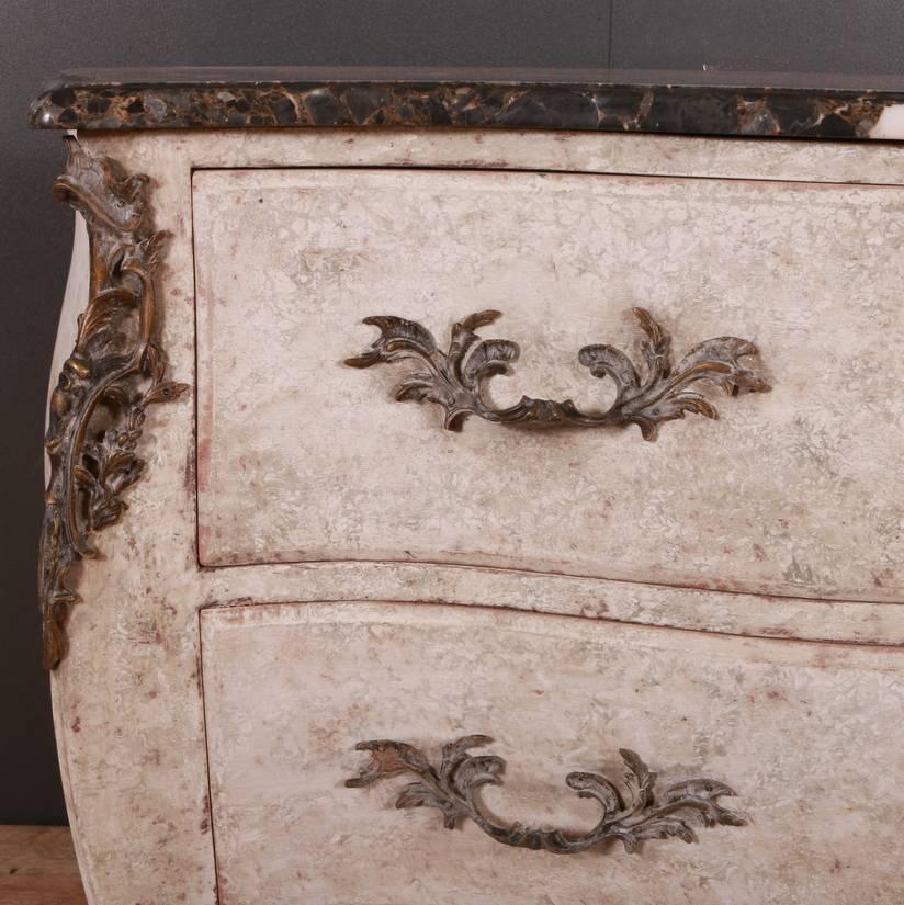 Marble 19th Century French Painted Rococo Commode