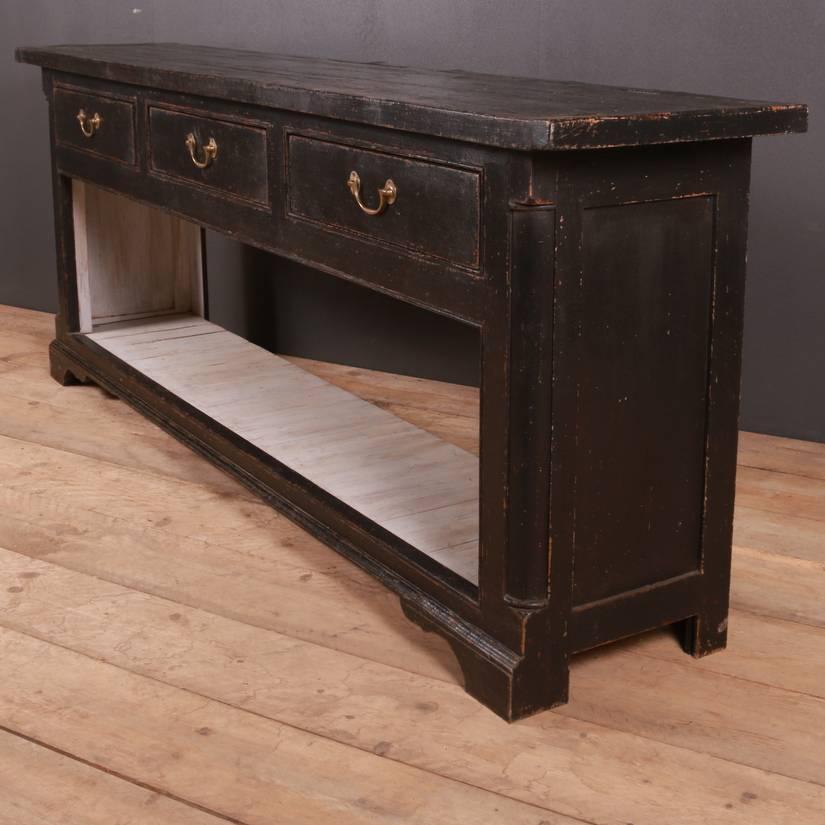 19th C English painted potboard dresser base. 1860

Reference: 5089

Dimensions
90.5 inches (230 cms) Wide
17.5 inches (44 cms) Deep
34 inches (86 cms) High
