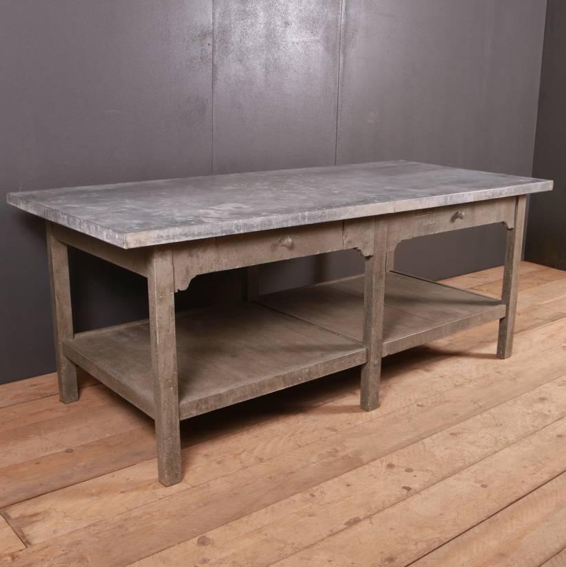 19th C French painted 2 drawer zinc top florists table. 1860

Reference: 5090

Dimensions
79 inches (201 cms) Wide
35.5 inches (90 cms) Deep
31 inches (79 cms) High