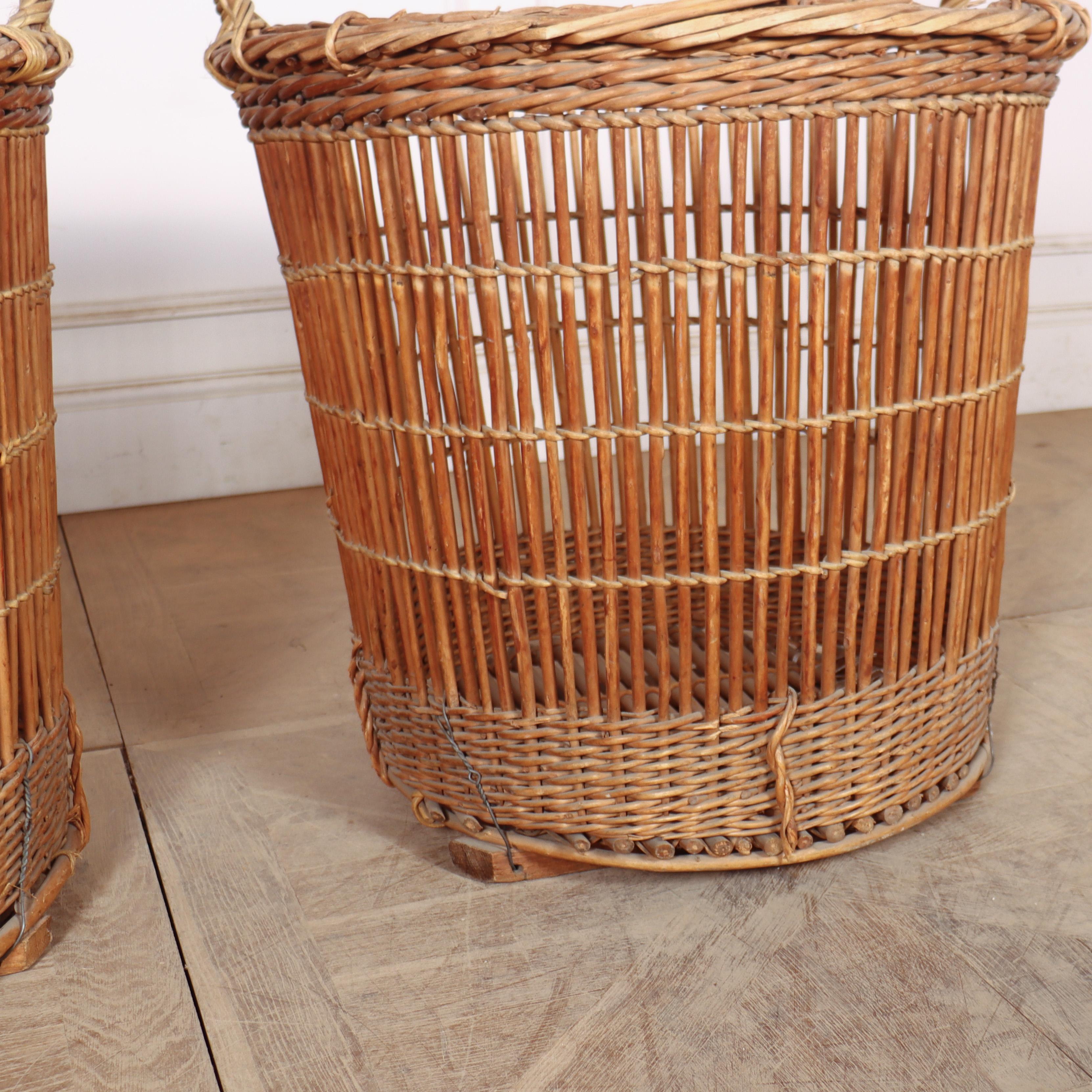 Pair of French Wicker Baskets For Sale 2