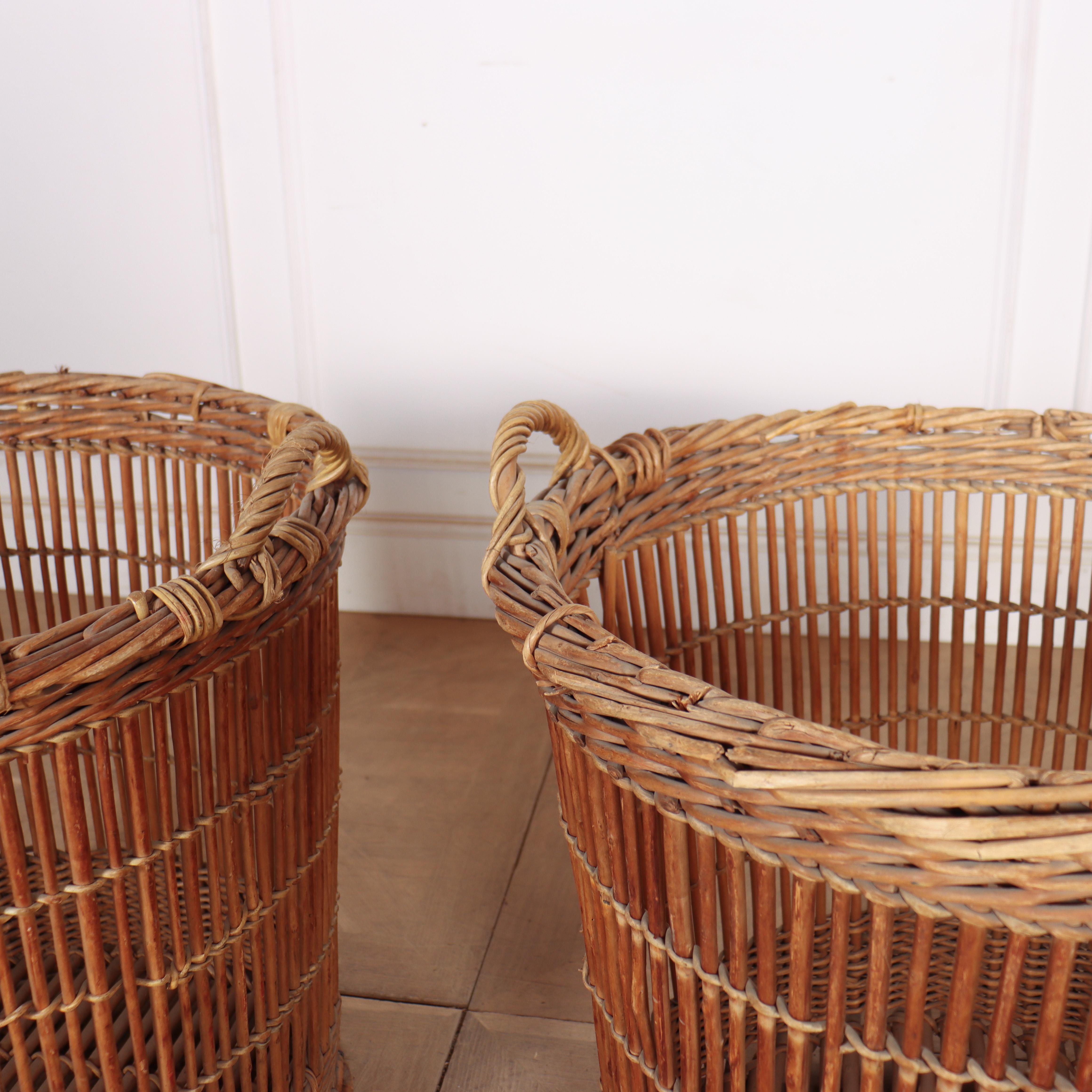 Pair of French Wicker Baskets For Sale 4
