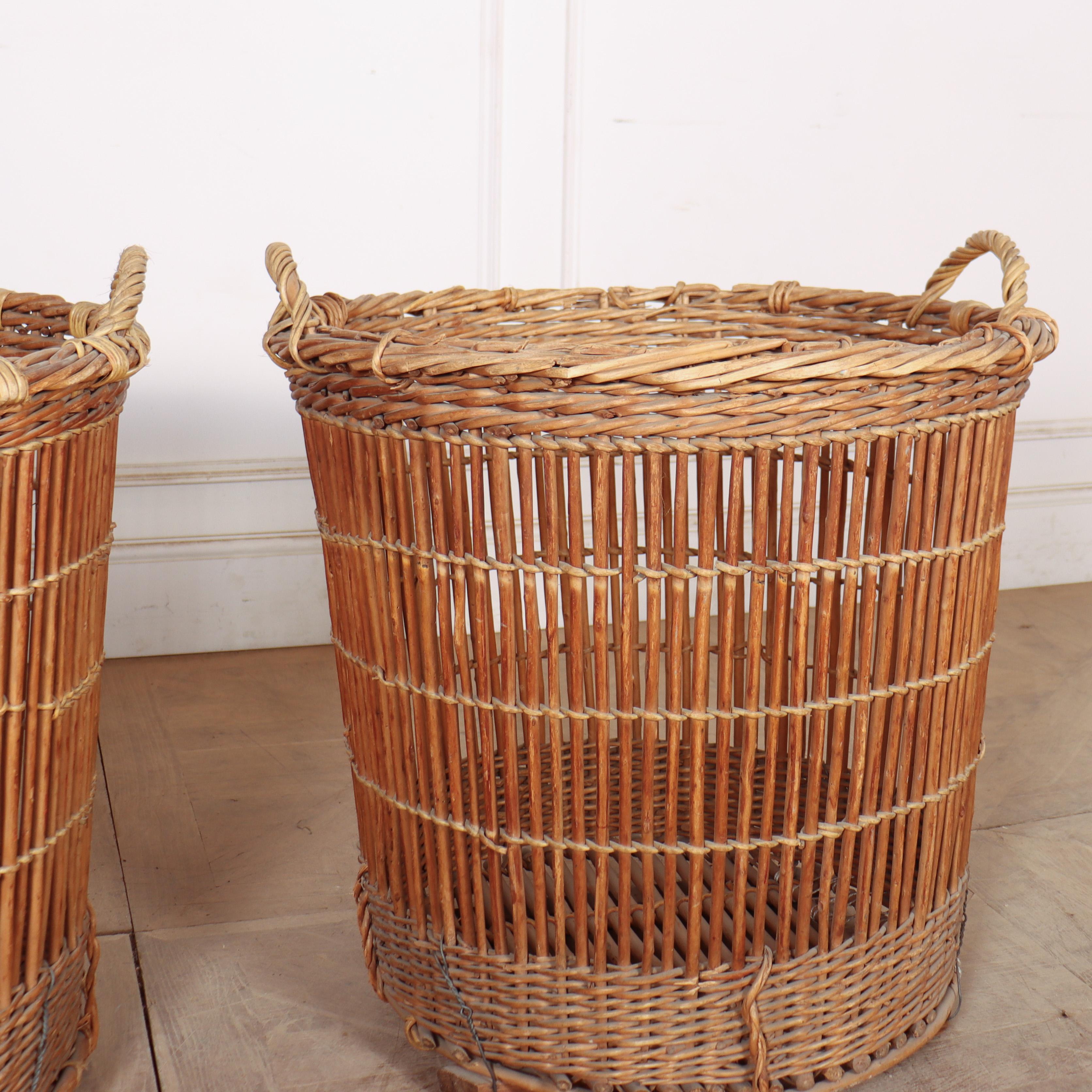 Pair of French Wicker Baskets For Sale 1
