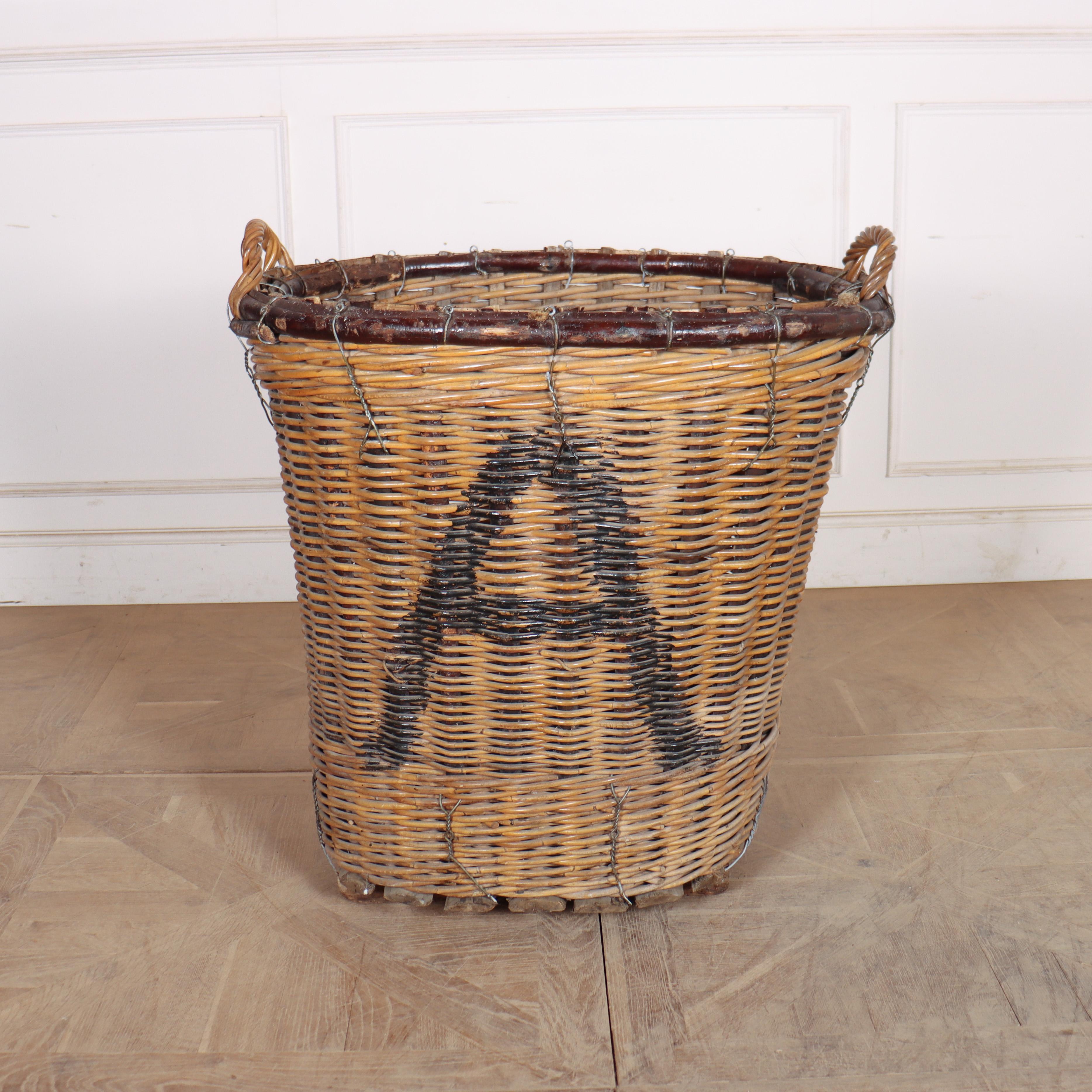 Wicker French Log Basket For Sale