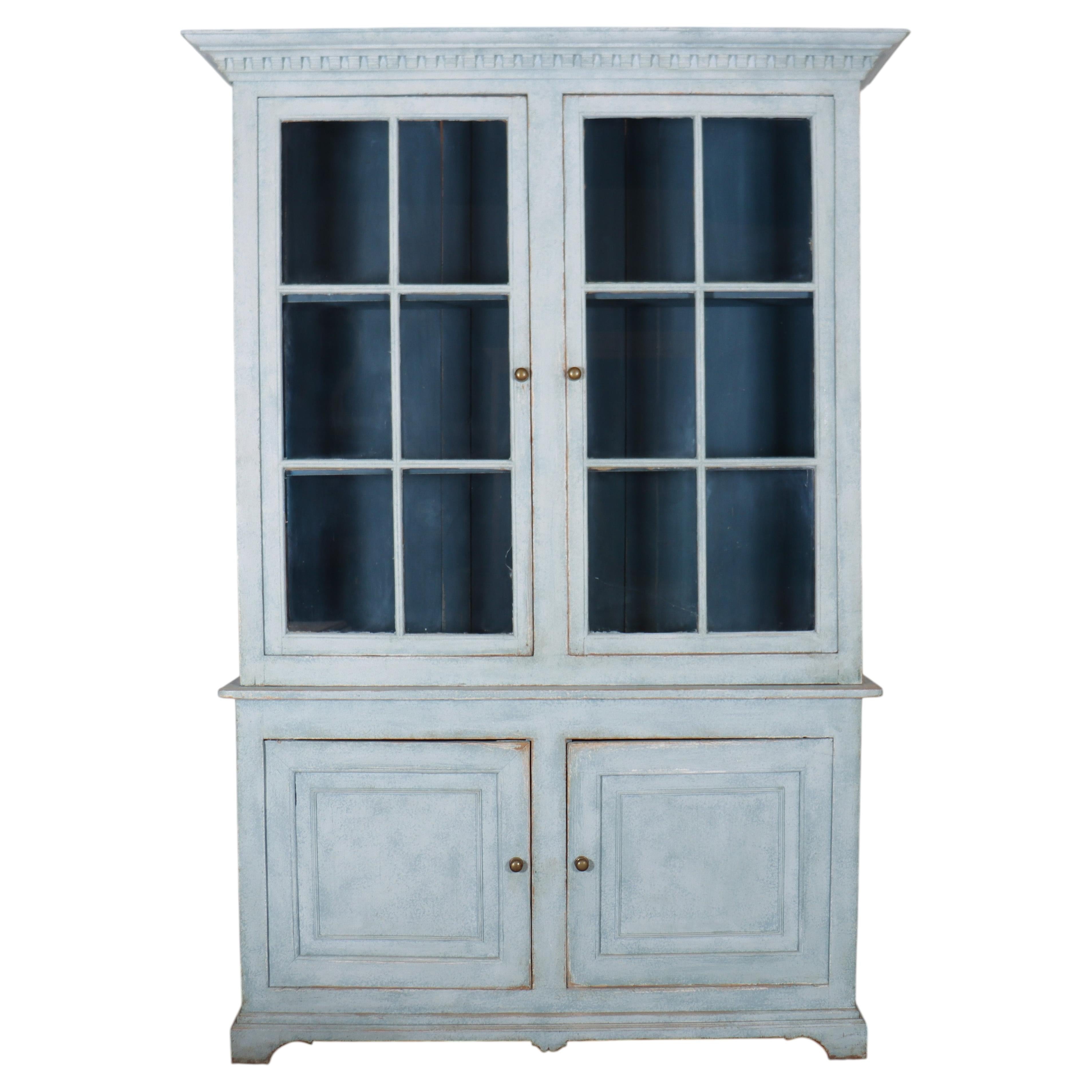 French Glazed Kitchen Cupboard/ Bookcase For Sale