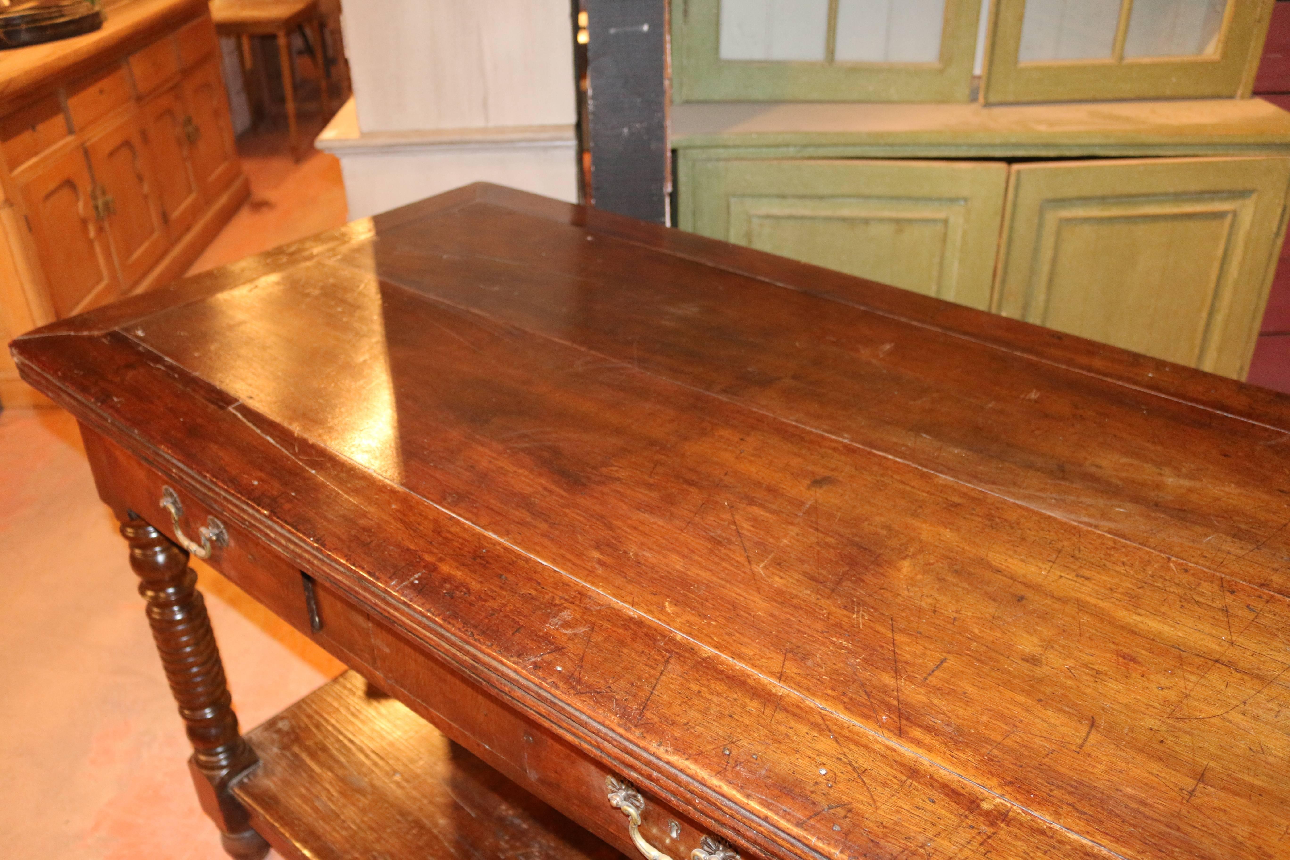 19th Century French Walnut Serving Table