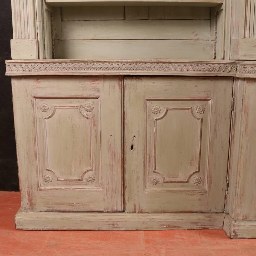 Painted Late 18th Century English Breakfront Bookcase