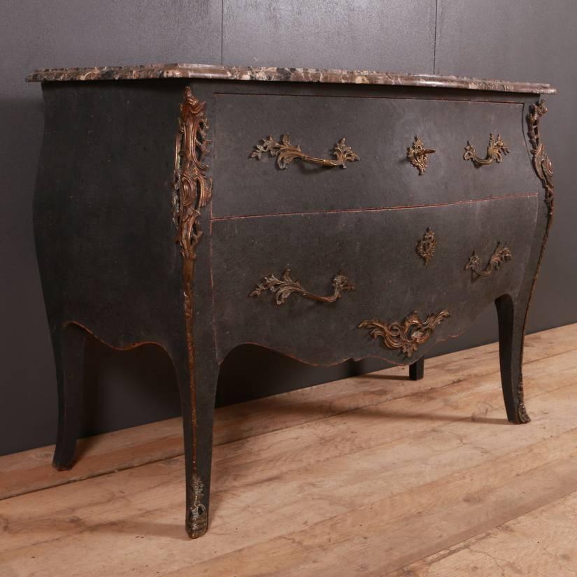 Marble 19th Century French Painted Rococo Commode