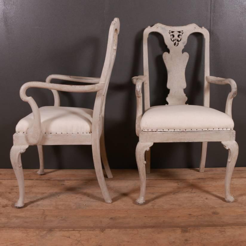 Set of Eight 19th Century Painted Swedish Dining Chairs 2