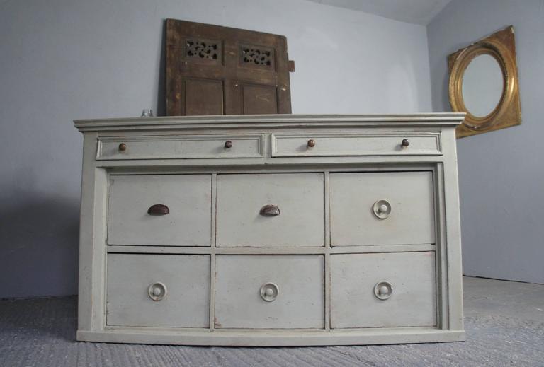 French Antique Painted Pine Chest of Drawers/Bank of Drawers Zinc Top