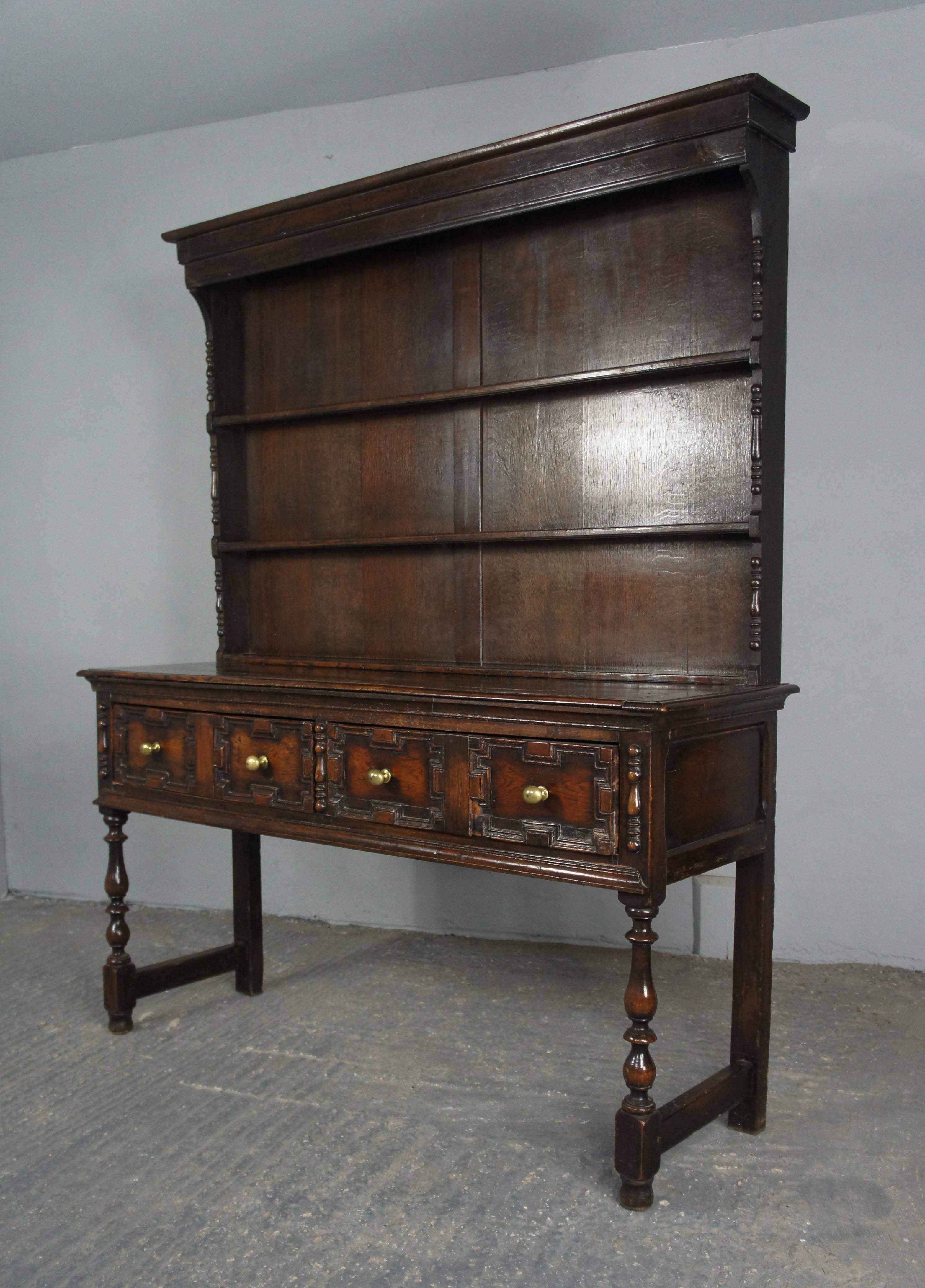 19th Century English Oak Carolean Style Dresser For Sale 5