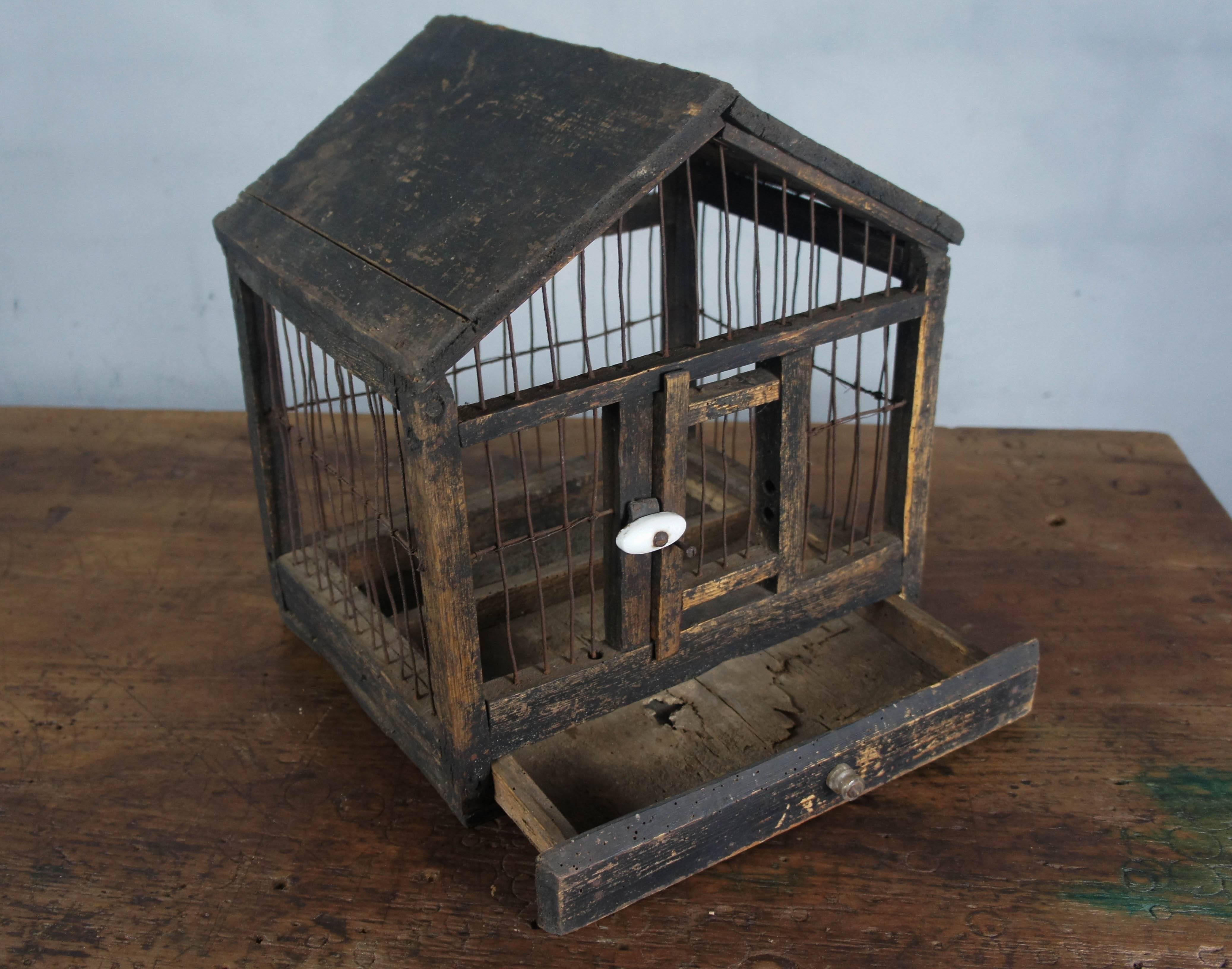 Folk Art Bird Cage In Distressed Condition In Culverthorpe, Lincs