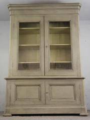 19th Century French Painted Pine Cupboard Bookcase Dresser Display Cabinet